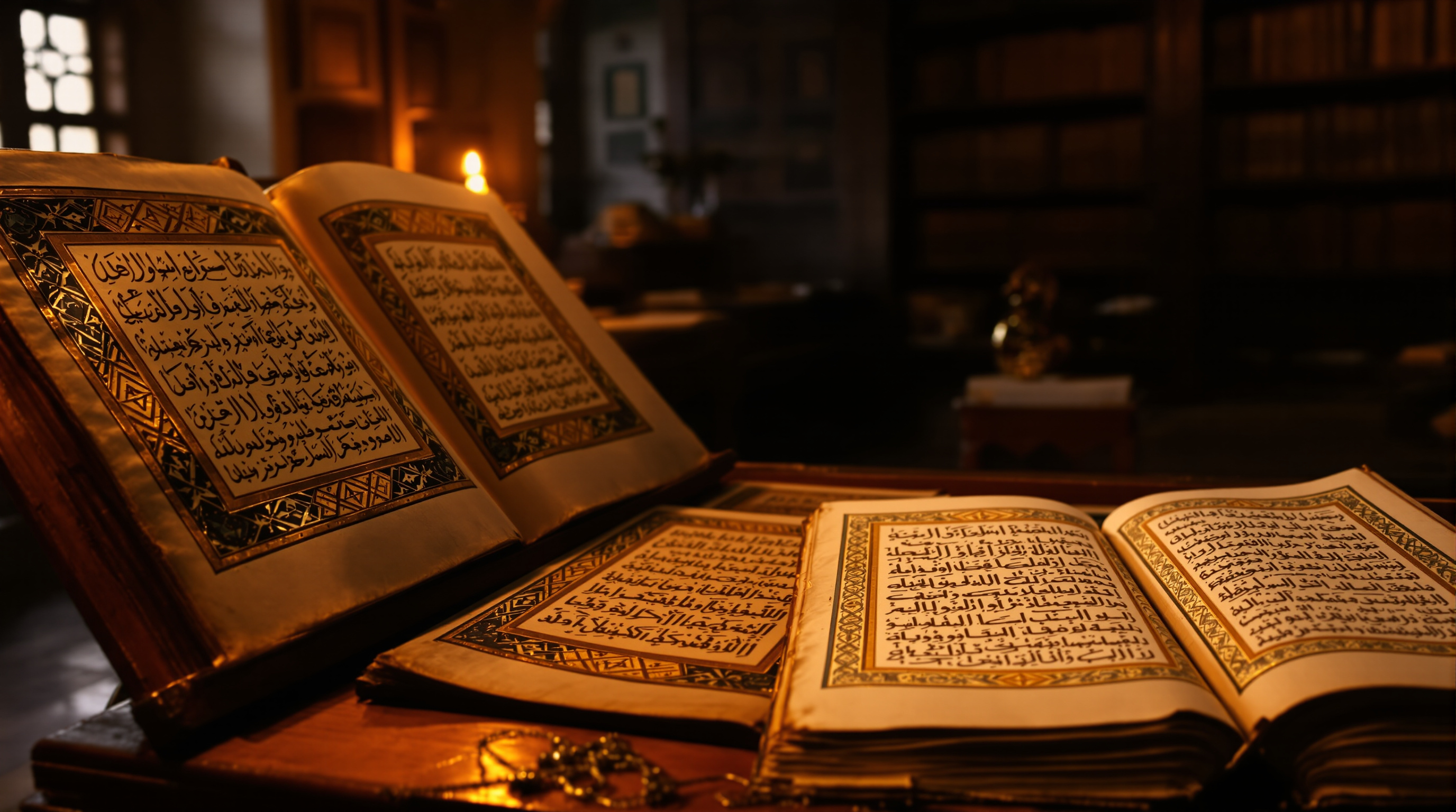 Ancient Islamic manuscripts in a traditional scholar’s library